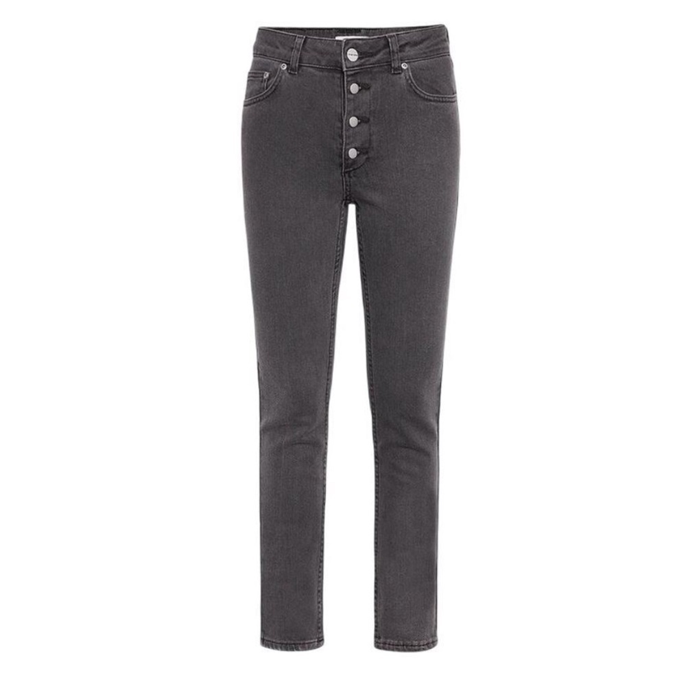 Anine Bing Frida High Rise Slim Jeans Charcoal Exposed Buttons - like new - Picture 6 of 12